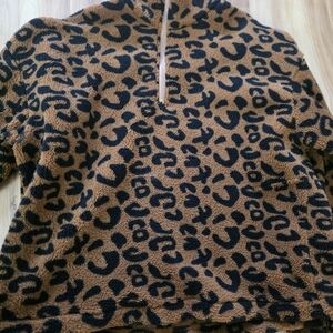 Leopard Print Fleece Pullover